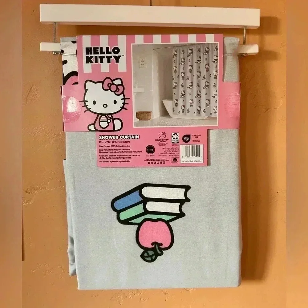 HELLO KITTY SHOWER CURTAIN BY SANRIO 100% COTTON